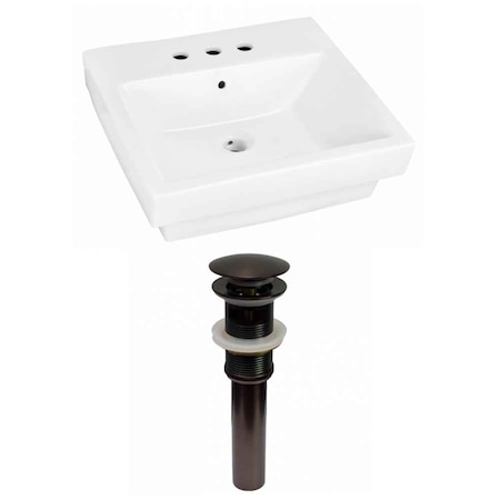 20.5-in. W Semi-Recessed White Vessel Set For 3H4-in. Center Faucet